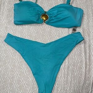 Turquoise Bandeau Bikini Set